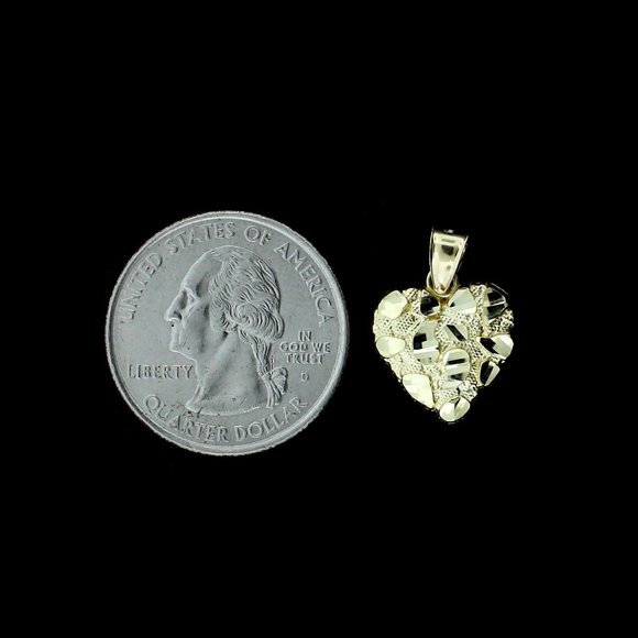 10K Real Gold Rope Chain and Nugget Heart Charm Pendant Set - Picture 4 of 11